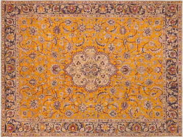 handmade Vintage Orange Blue Hand Knotted RECTANGLE 100% WOOL area rug 10x13